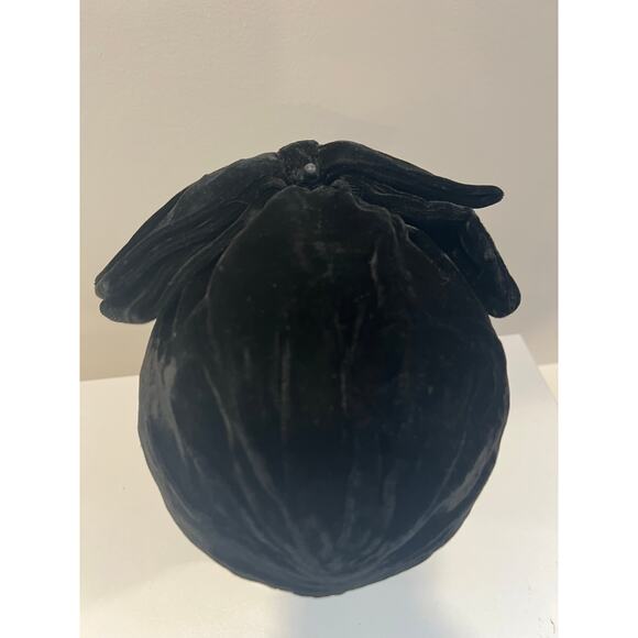Vintage Turban Style Black Velvet Hat Large Bow JL - Picture 5 of 7